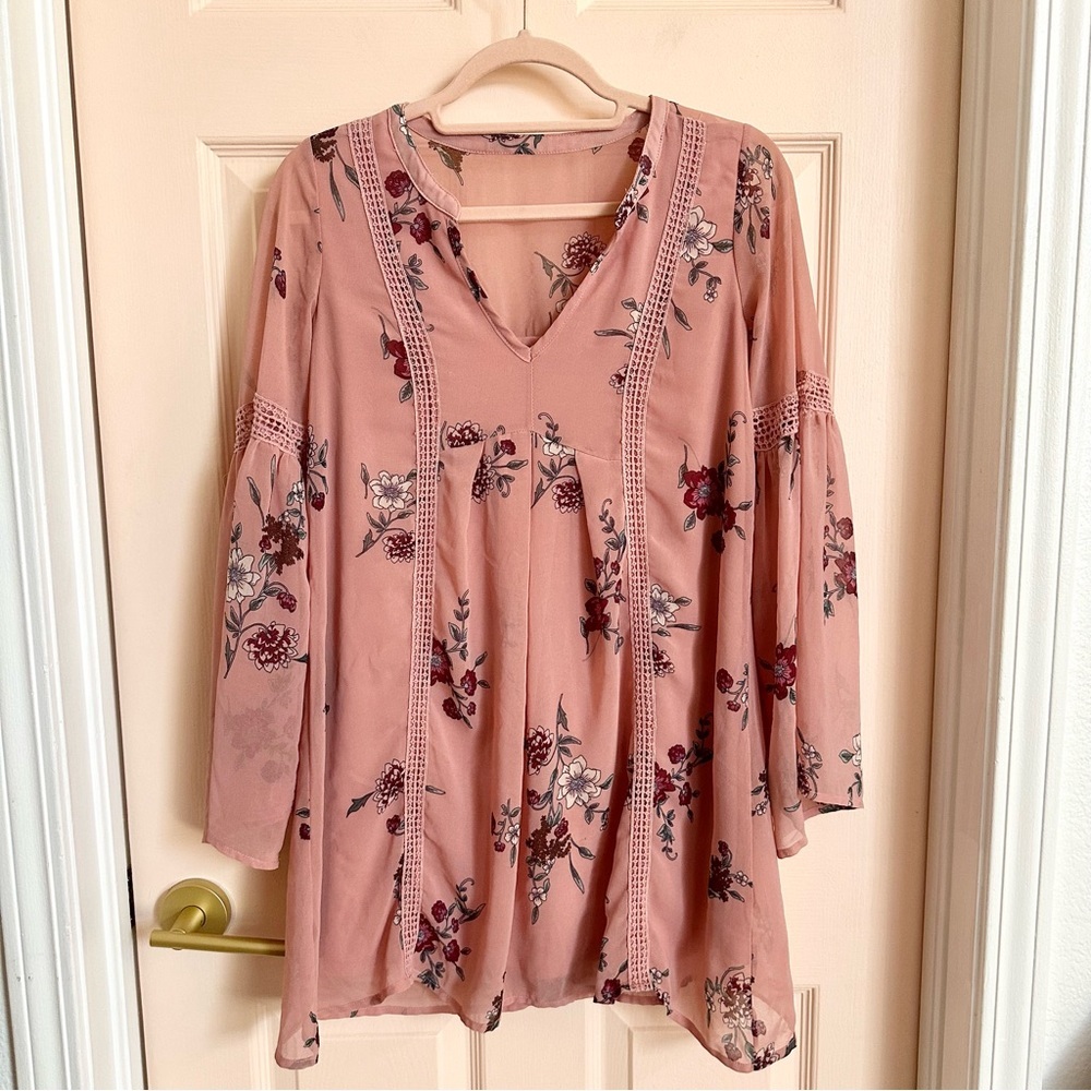 Pink floral sequin hearts dress